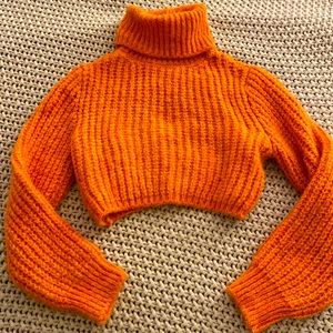 Orange cropped sweater|brand new never worn